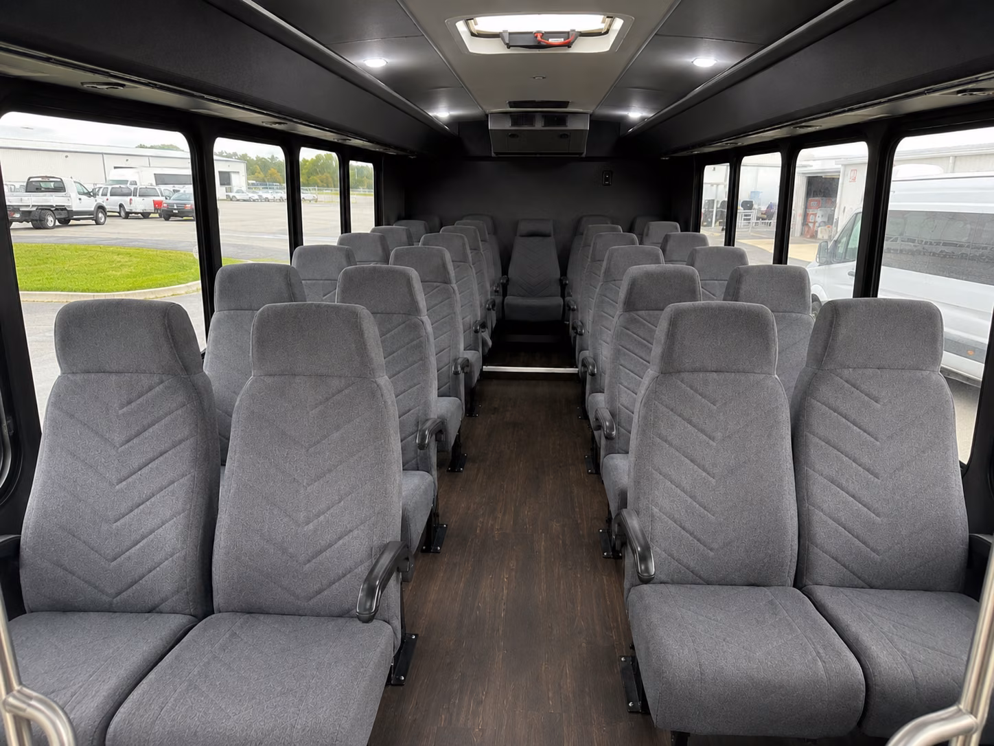 compton 20 passenger minibus inside