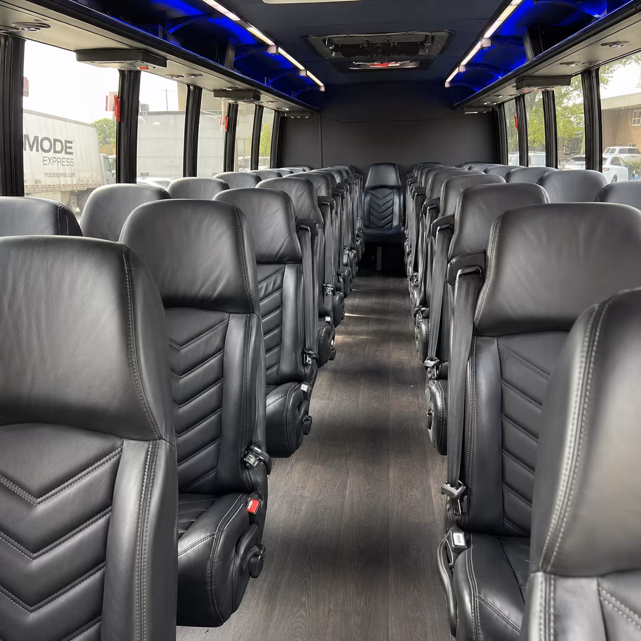 compton 28 passenger minibus inside