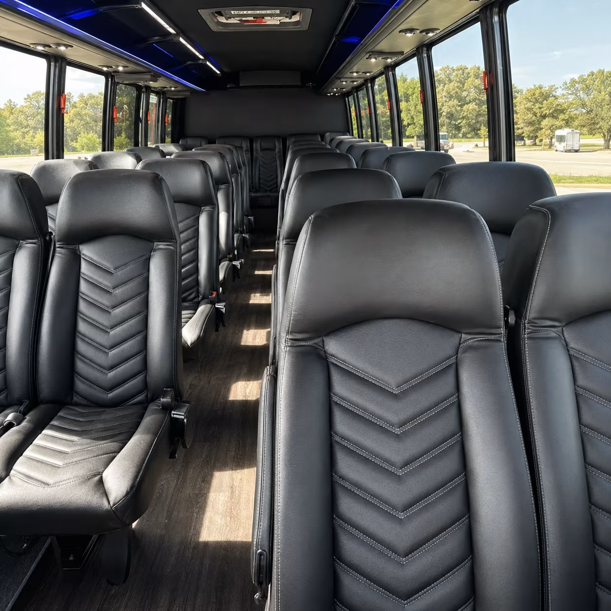 compton 35 passenger minibus inside
