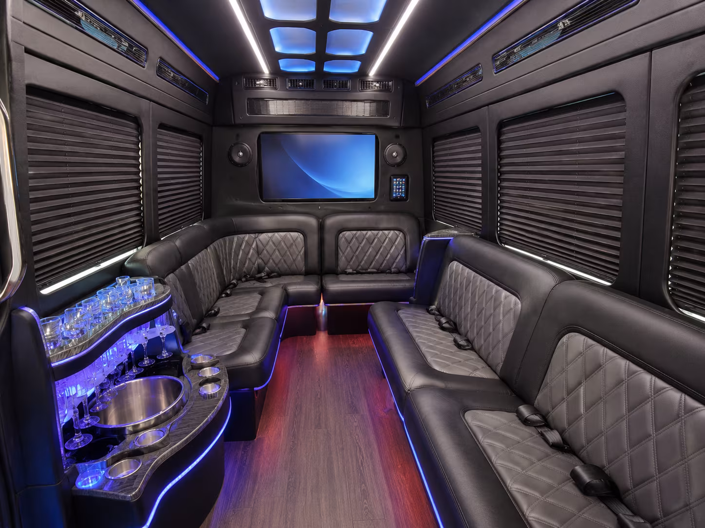 compton 56 passenger charter bus inside